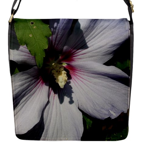 Purple Mallow Flower Flap Closure Messenger Bag (S) from ArtsNow.com Front