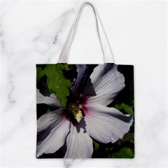 Purple Mallow Flower Zipper Grocery Tote Bag from ArtsNow.com Front