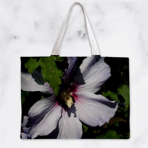 Purple Mallow Flower Zipper Mini Tote Bag from ArtsNow.com Front