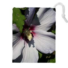 Purple Mallow Flower Drawstring Pouch (5XL) from ArtsNow.com Front