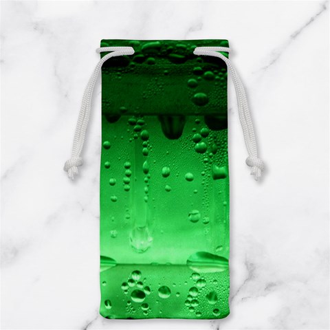 Green Water Droplets Jewelry Bag from ArtsNow.com Front