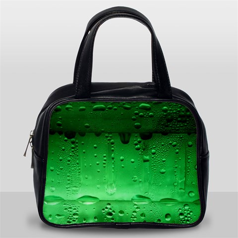 Green Water Droplets Classic Handbag (One Side) from ArtsNow.com Front