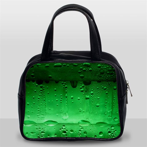 Green Water Droplets Classic Handbag (Two Sides) from ArtsNow.com Front