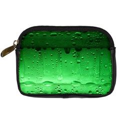 Green Water Droplets Digital Camera Leather Case from ArtsNow.com Front