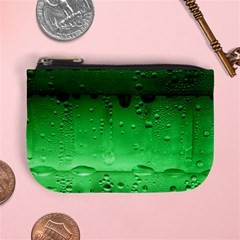 Green Water Droplets Mini Coin Purse from ArtsNow.com Front