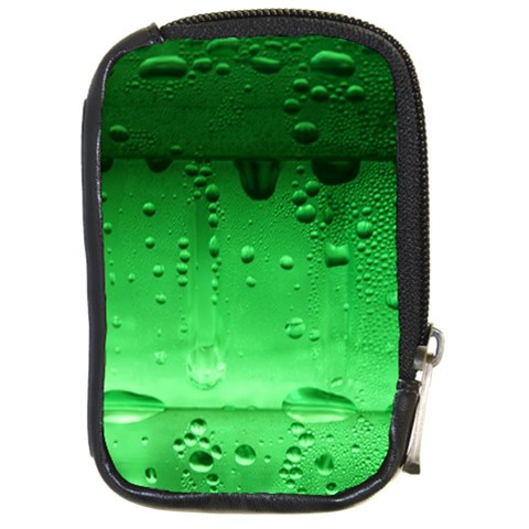 Green Water Droplets Compact Camera Leather Case from ArtsNow.com Front