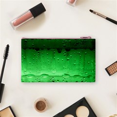 Green Water Droplets Cosmetic Bag (Small) from ArtsNow.com Back