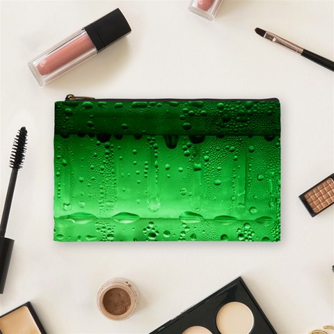 Green Water Droplets Cosmetic Bag (Medium) from ArtsNow.com Front