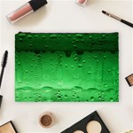 Green Water Droplets Cosmetic Bag (Large)