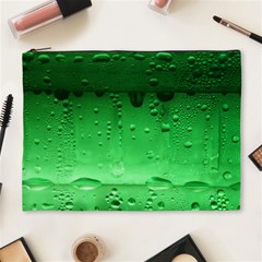 Green Water Droplets Cosmetic Bag (XL) from ArtsNow.com Front