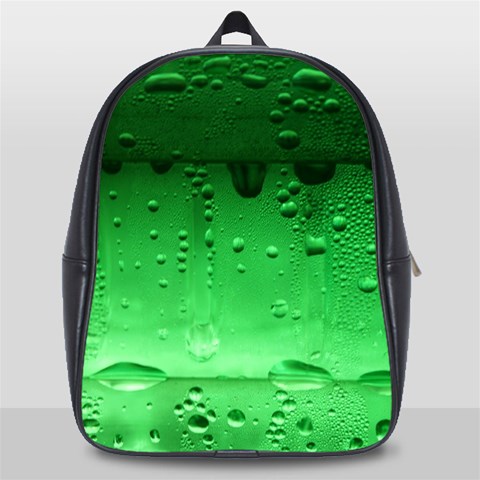 Green Water Droplets School Bag (Large) from ArtsNow.com Front