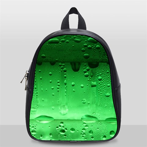 Green Water Droplets School Bag (Small) from ArtsNow.com Front