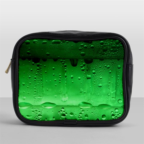 Green Water Droplets Mini Toiletries Bag (One Side) from ArtsNow.com Front