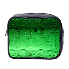 Green Water Droplets Mini Toiletries Bag (Two Sides) from ArtsNow.com Front