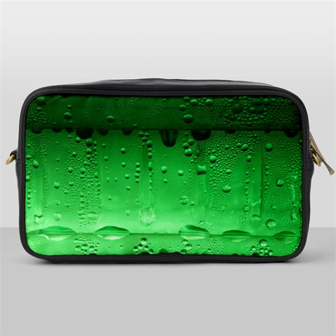 Green Water Droplets Toiletries Bag (One Side) from ArtsNow.com Front