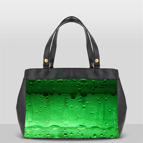 Green Water Droplets Oversize Office Handbag (2 Sides) from ArtsNow.com Front