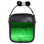 Green Water Droplets Girls Sling Bag