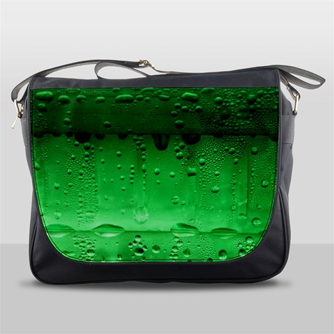 Green Water Droplets Messenger Bag from ArtsNow.com Front