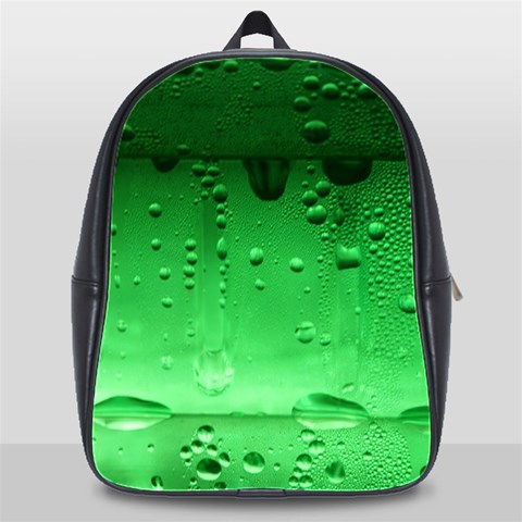 Green Water Droplets School Bag (XL) from ArtsNow.com Front