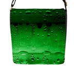 Green Water Droplets Flap Closure Messenger Bag (L)