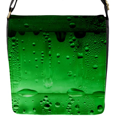 Green Water Droplets Flap Closure Messenger Bag (S) from ArtsNow.com Front