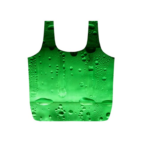 Green Water Droplets Full Print Recycle Bag (S) from ArtsNow.com Front