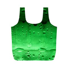 Green Water Droplets Full Print Recycle Bag (M) from ArtsNow.com Front