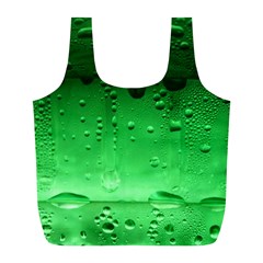 Green Water Droplets Full Print Recycle Bag (L) from ArtsNow.com Front