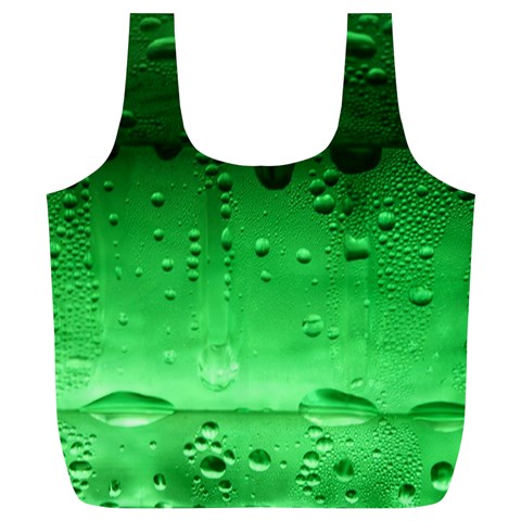 Green Water Droplets Full Print Recycle Bag (XL) from ArtsNow.com Front