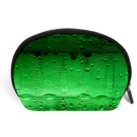 Green Water Droplets Accessory Pouch (Large) from ArtsNow.com Front