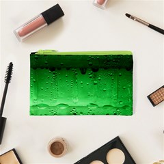 Green Water Droplets Cosmetic Bag (XS) from ArtsNow.com Front