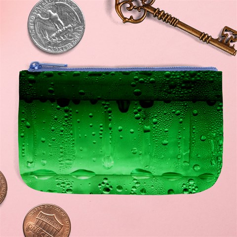 Green Water Droplets Large Coin Purse from ArtsNow.com Front