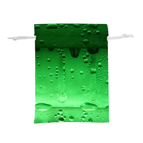 Green Water Droplets Lightweight Drawstring Pouch (S) from ArtsNow.com Front