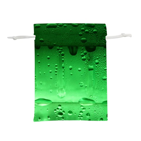 Green Water Droplets Lightweight Drawstring Pouch (L) from ArtsNow.com Front