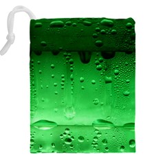 Green Water Droplets Drawstring Pouch (5XL) from ArtsNow.com Back