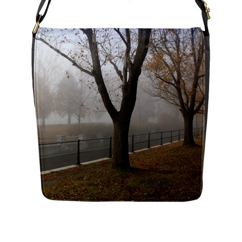 Grey Tree in Fog Flap Closure Messenger Bag (L) from ArtsNow.com Front