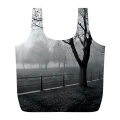 Grey Tree in Fog Full Print Recycle Bag (L) from ArtsNow.com Back