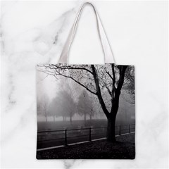 Grey Tree in Fog Zipper Grocery Tote Bag from ArtsNow.com Back