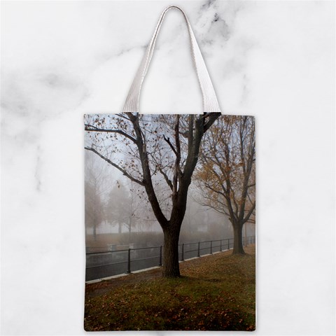 Grey Tree in Fog Zipper Classic Tote Bag from ArtsNow.com Front