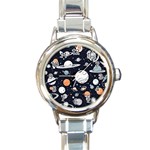 Space Galaxy Universe Stars Sky Round Italian Charm Watch