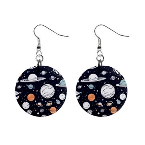 Space Galaxy Universe Stars Sky Mini Button Earrings from ArtsNow.com Front