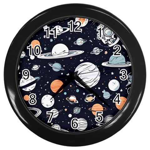 Space Galaxy Universe Stars Sky Wall Clock (Black) from ArtsNow.com Front