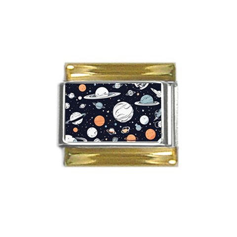 Space Galaxy Universe Stars Sky Gold Trim Italian Charm (9mm) from ArtsNow.com Front