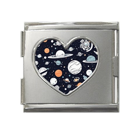 Space Galaxy Universe Stars Sky Mega Link Heart Italian Charm (18mm) from ArtsNow.com Front