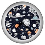 Space Galaxy Universe Stars Sky Wall Clock (Silver)