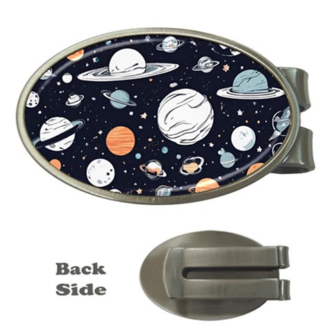 Space Galaxy Universe Stars Sky Money Clips (Oval)  from ArtsNow.com Front