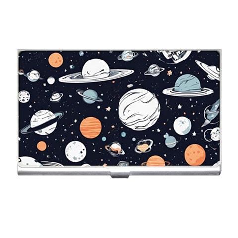 Space Galaxy Universe Stars Sky Business Card Holder from ArtsNow.com Front