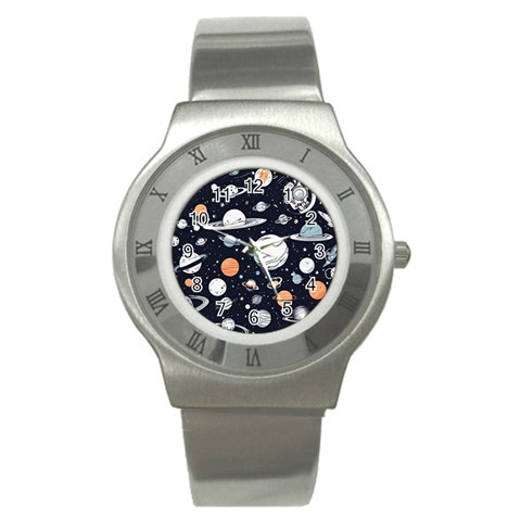 Space Galaxy Universe Stars Sky Stainless Steel Watch from ArtsNow.com Front