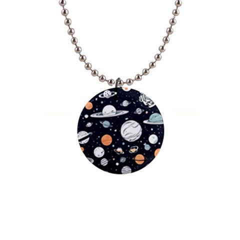 Space Galaxy Universe Stars Sky 1  Button Necklace from ArtsNow.com Front