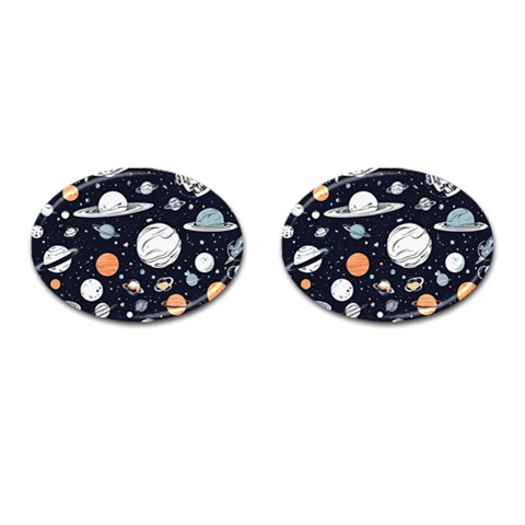 Space Galaxy Universe Stars Sky Cufflinks (Oval) from ArtsNow.com Front(Pair)